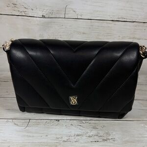 Victoria's Secret Black Quilted Crossbody Bag
